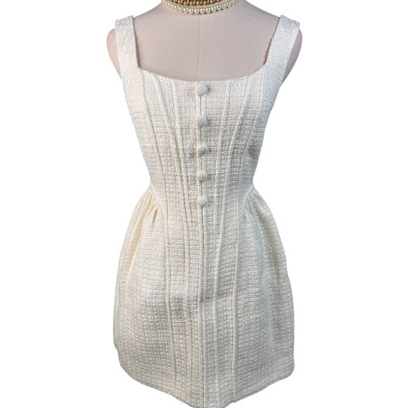 Self-Portrait Tweed Bouclé Corset Mini Dress Cream bride bridal size US 2 UK 6 - Picture 5 of 12